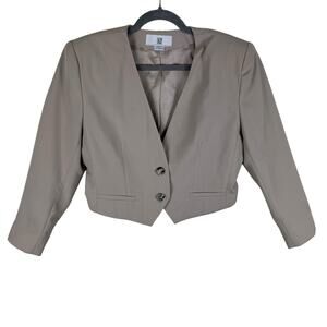 Vintage PS Illustrations Tan Cropped Line 3/4 Sleeve Single Breasted Blazer Sz 8